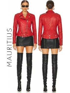 💥UBER STUNNING!💥Mauritius Wild 2 RF Lamb Leather Jacket in Lipstick Red